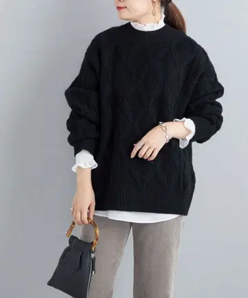 SHIPS 니트 5G 울 캐시미어 디자인 케이블 풀오버