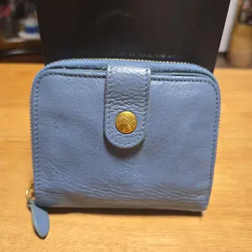 파란색 가죽 접이식 지갑