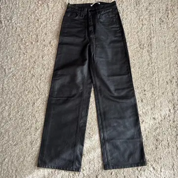 by munir 블랙 와이드 레그 데님 팬츠