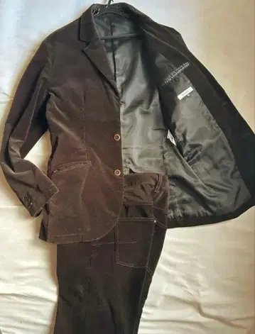 새상품급 오샤레 ofuon 코듀로이 셋업 브라운