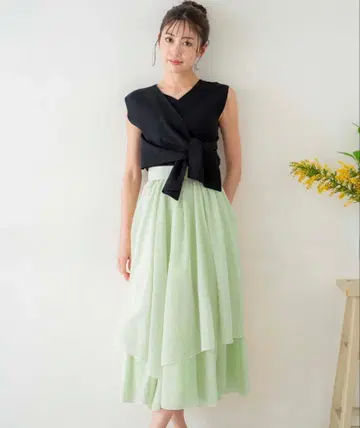 프릴 캉캉 스커트 라이트 그린 노엘라