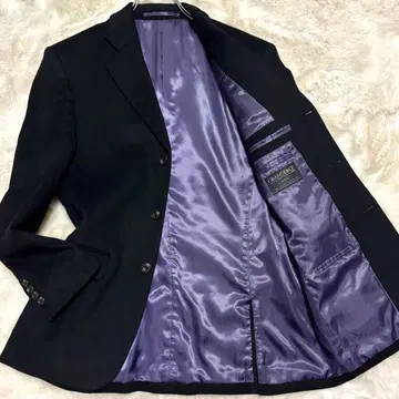 새상품급 그랜드 페이스 테일러드 자켓 캐시미어 100% 블랙 안감 퍼플