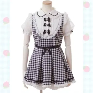 LIZLISA 3개 리본 체크 요크 셋업 블랙