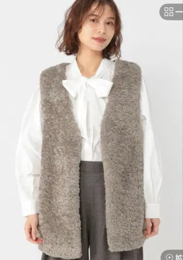 미사용! studio CLIP V넥 푸들 퍼 베스트 F 모카 배송비 포함