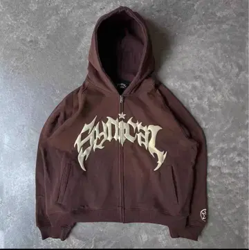 GEEK 브라운 그래픽 후드티