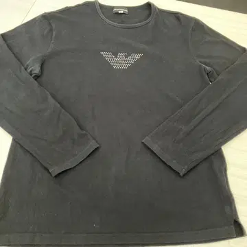 엠포리오 아르마니 스톤 장식 긴팔 티셔츠 블랙