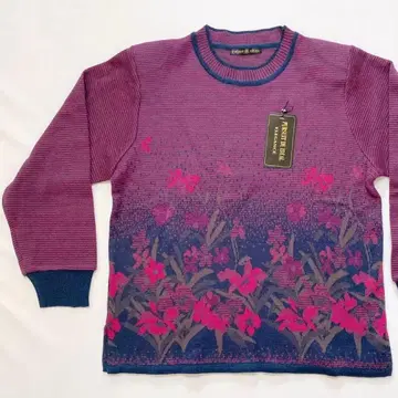 새상품 pursuit de ideal elegance 꽃 패턴 니트 퍼플