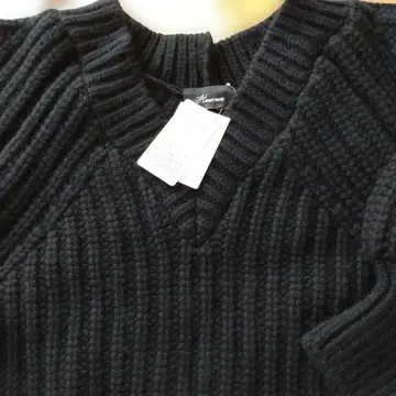 블랙 리브 편직 V넥 스웨터 긴팔 벌룬 미사용 새상품 미시착 택 포함