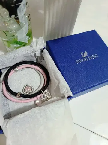 스와로브스키 하트 참 머리끈 3개 세트 새상품급 미사용