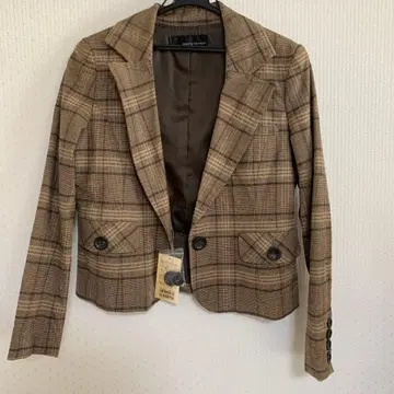 브라운 체크 자켓 M 미스티우먼