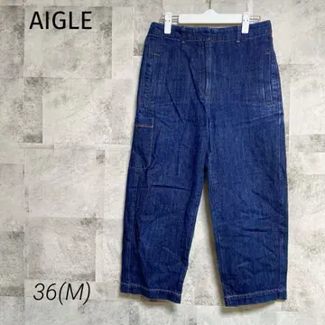 AIGLE 에이글 [ M ] 데님 팬츠 와이드 팬츠 인디고 캐주얼