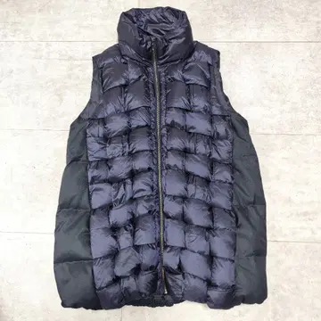 롱 다운 베스트 뜨개질 네이비