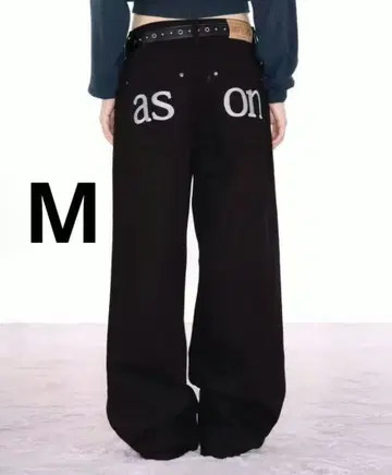 as'on 와이드 팬츠 M 블랙