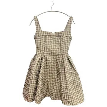 하운드투스 무늬 슬리브리스 미니 원피스 S eimy