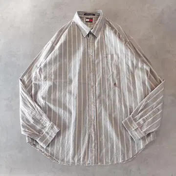 타미힐피거 스트라이프 셔츠 구제 의류 90s XL 파랑 화이트 14826