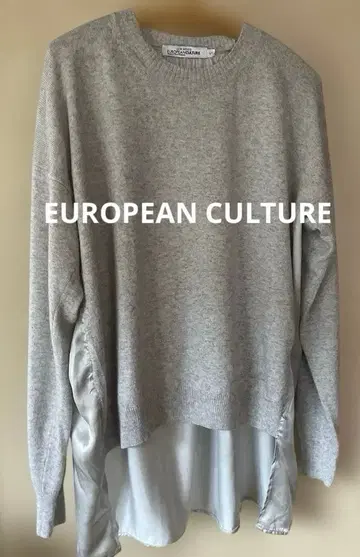 EUROPEAN CULTURE 그레이 이소재 도킹 긴팔 니트 스웨터