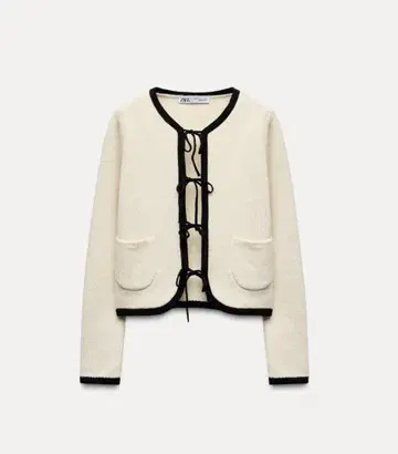 [ ZARA ] 리본 포함 니트 가디건