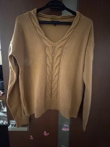 Theory 케이블 짜임 오픈 V넥 스웨터 울 캐시미어 혼방 빅 S