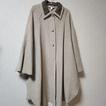 베이지 울 혼방 케이프 코트 L