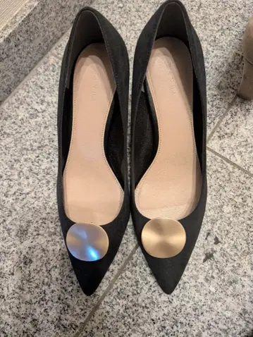 RANDA 블랙 스웨이드 스틸레토 펌프스