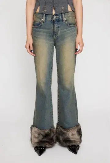 laguagem FAUX FUR 플레어 데님