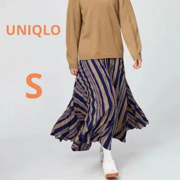 새상품 UNIQLO:C 유니클로 플리츠 롱 스커트 S 베이지