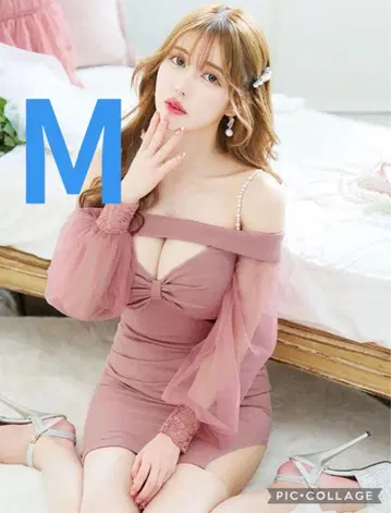 JEWELS 롱 슬리브 오프숄더 타이트 미니 드레스 M