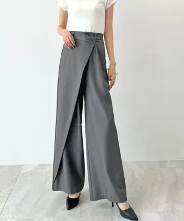 택 포함 새상품 Futier land 그레이 랩 스타일 와이드 팬츠 S