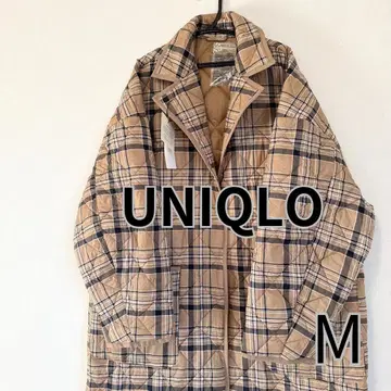 웜 패디드 오버 사이즈 UNIQLO 체크 무늬 롱 코트 M