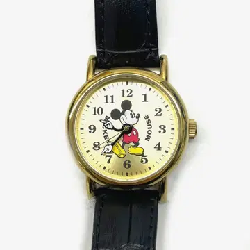 [ Disney ] 미키 & 미니 마우스 라운드 워치 가죽 벨트 손목시계