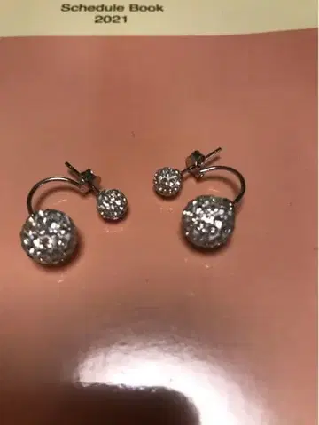 실버 더블 볼 귀걸이