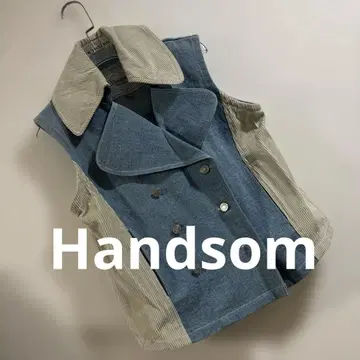 Handsom 데님 코듀로이 베스트 베스트 라이트 블루 x 그레이지