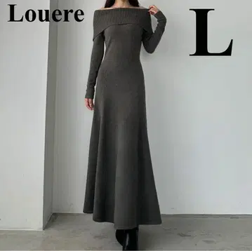 Louere 롱 니트 원피스 오프숄더 터틀넥 L 사이즈