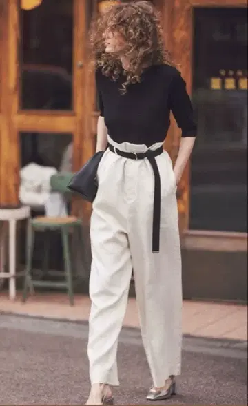 엔폴드 소프트 린넨 벨트 와이드 트라우저 팬츠 새상품급 38