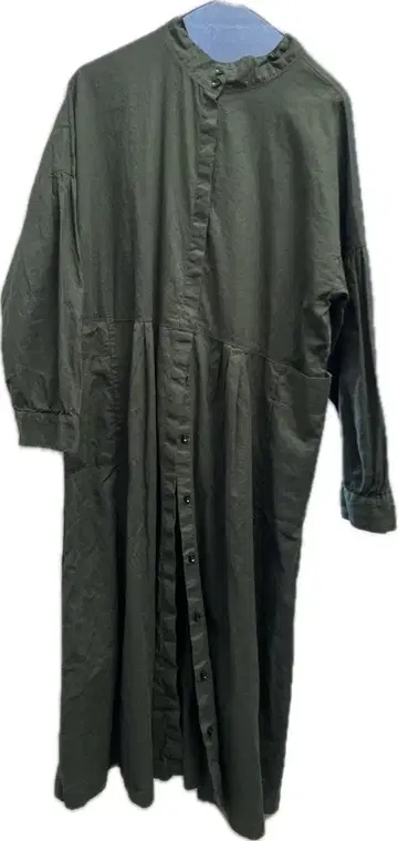 그린 올리브 그린 긴팔 셔츠 드레스 미사용