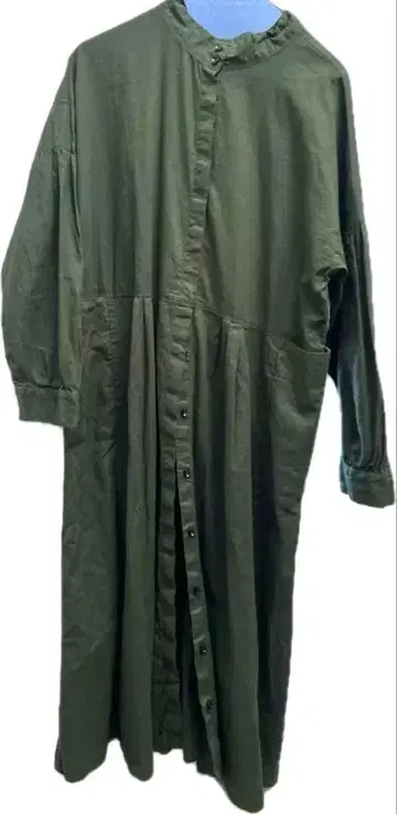 그린 올리브 그린 긴팔 셔츠 드레스 미사용
