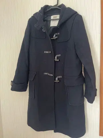 네이비 더플 코트 후드 부착