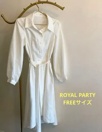 [ ROYAL PARTY ] 화이트 셔츠 원피스 긴팔 허리 벨트 포함