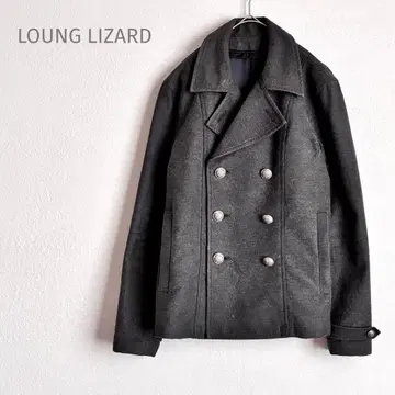 라운지 리자드 피 코트 울 혼방 더블 브레스트 다크 그레이 무게감