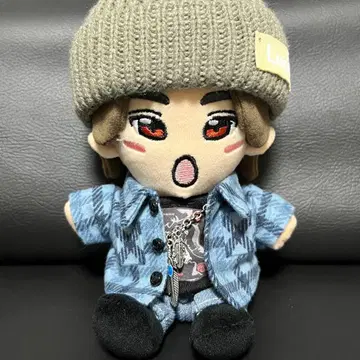 봉제인형 의류 체크 셔츠 ( 블루 )