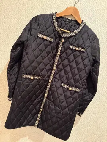 새상품급 ROSEAURA 퀼팅 코트 퀼팅 파이핑 트위드