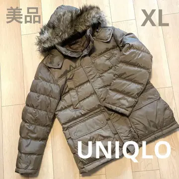 컨디션 최상 UNIQLO 유니클로 퍼 달린 다운 자켓 카키 XL