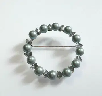 브로치 네이비 펄 진주 SILVER 리스형 후프 B89