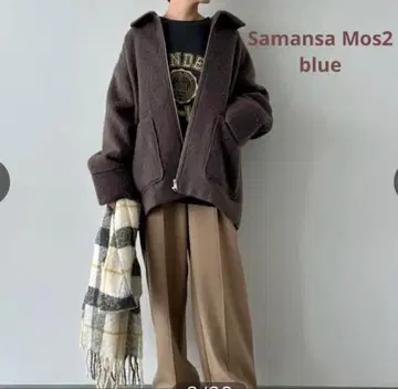 타임 SALE Samansa Mos2 blue 샤기 지퍼 자켓