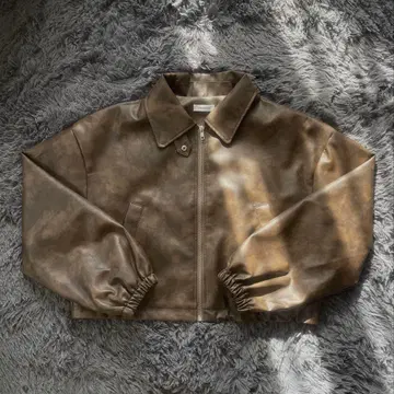 빈티지 라이크 인조 가죽 숏 블루종