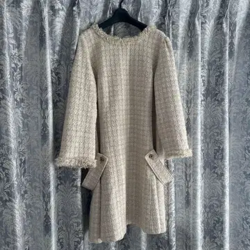 새상품급 빅 사이즈 46 로즈 티아라 트위드 원피스