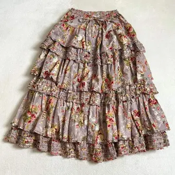 [컨디션 최상] PINK HOUSE 단단 플레어 스커트 피코프릴 꽃무늬