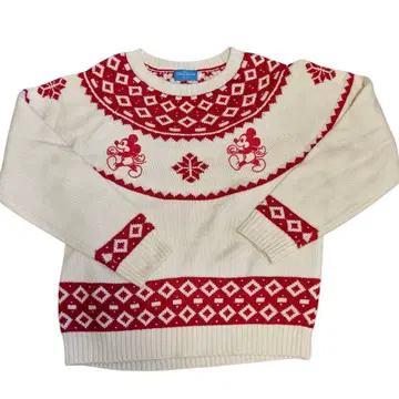 Disney Resort 니트 스웨터 L 사이즈 아이보리/빨간색