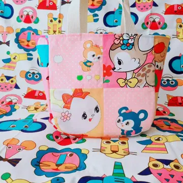 레트로 애니멀 백 레트로 팝 패치워크 핸드메이드 복주머니 백