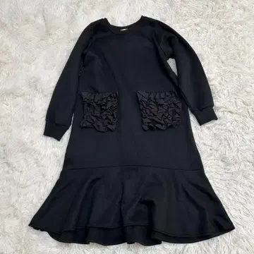 Myu 미 속기모 레이스 포켓 롱 맨투맨 원피스 블랙